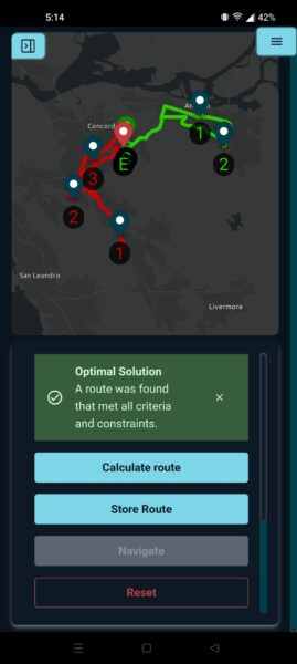 Mobile routing app - calculator page